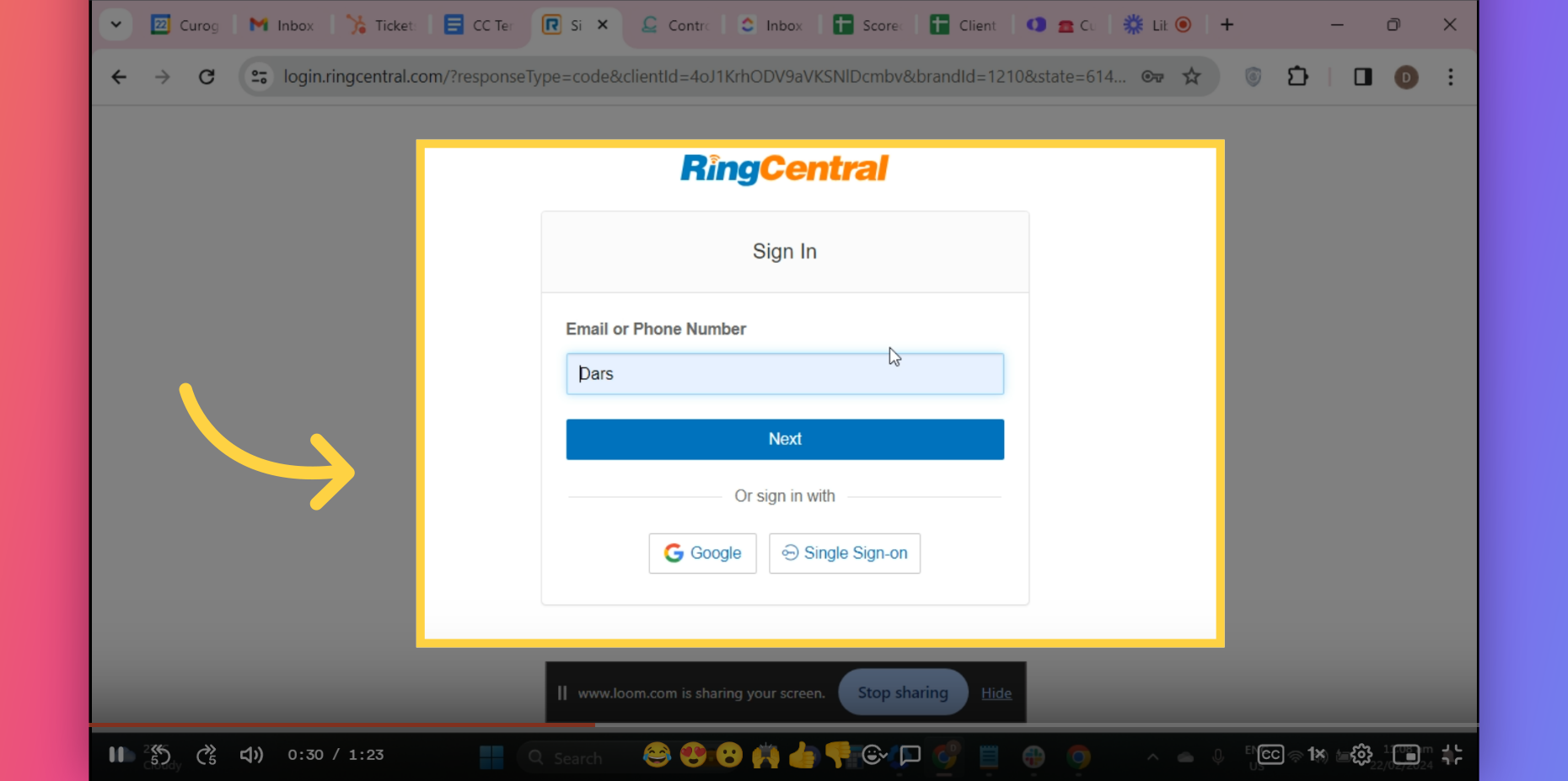 Login your Ring Central Account.