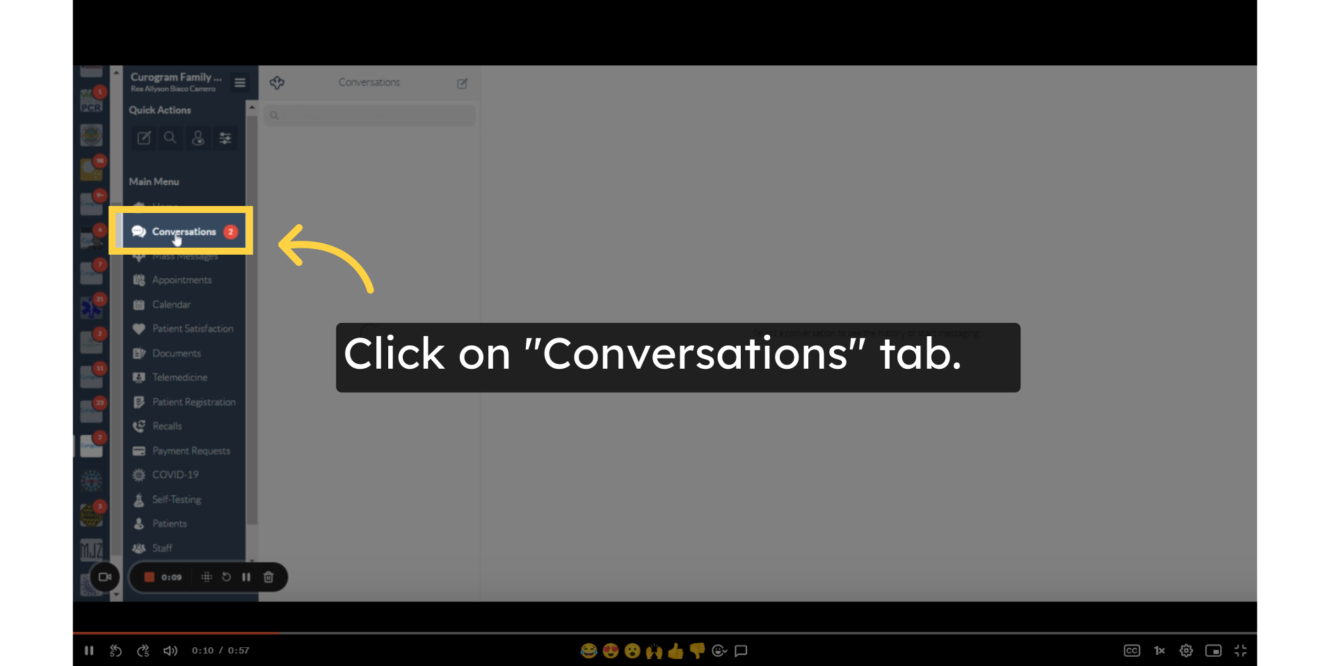 Click on 'Conversations' tab.