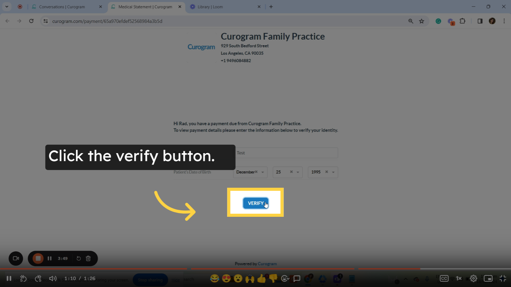 Click the verify button.