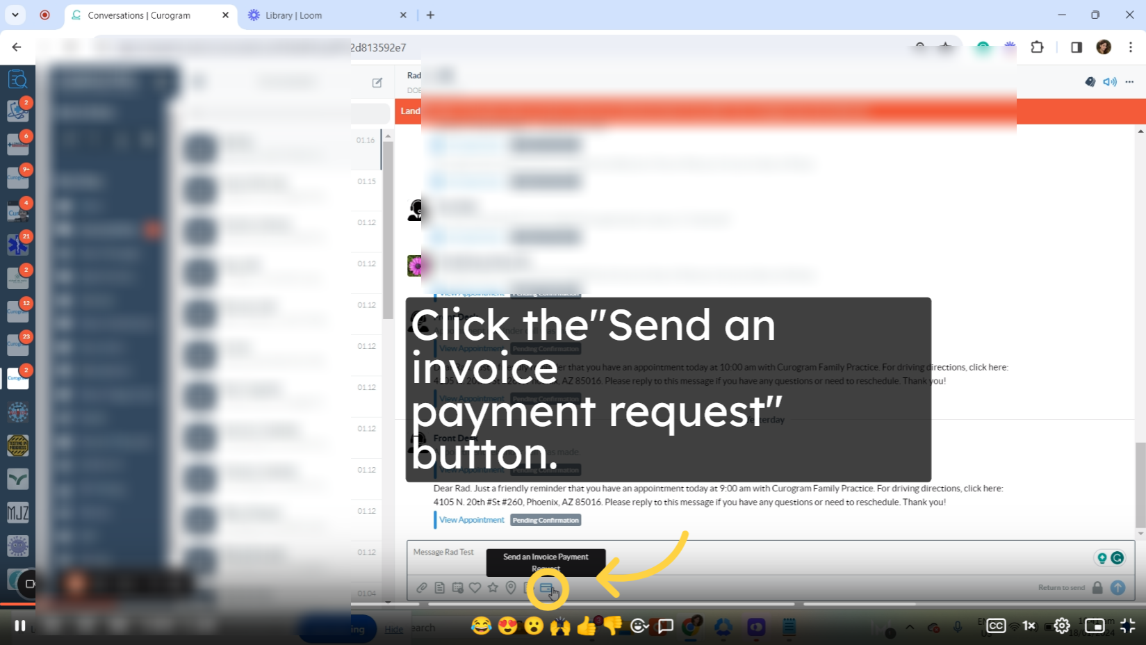 Click the send an invoice
payment request button.